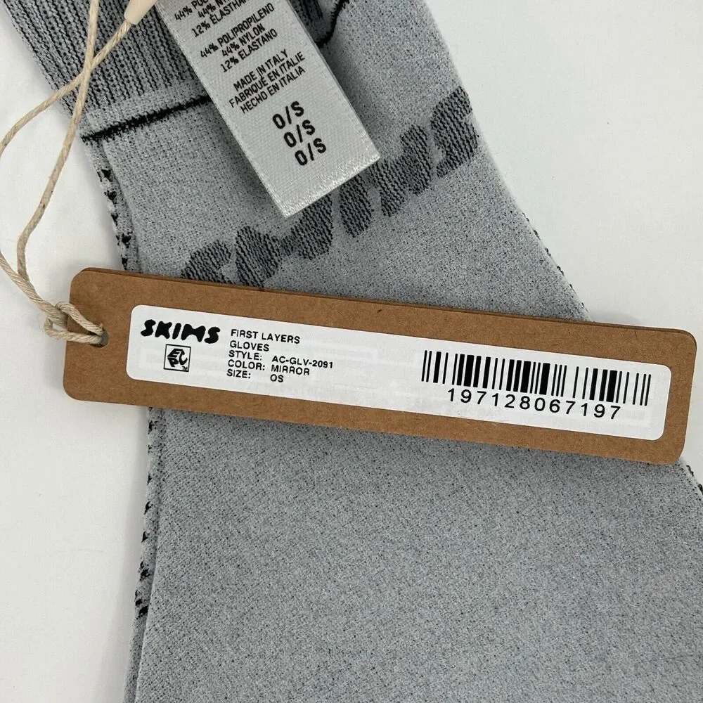 NWT Skims First Layers Gloves in Mirror • Made In Italy • OS